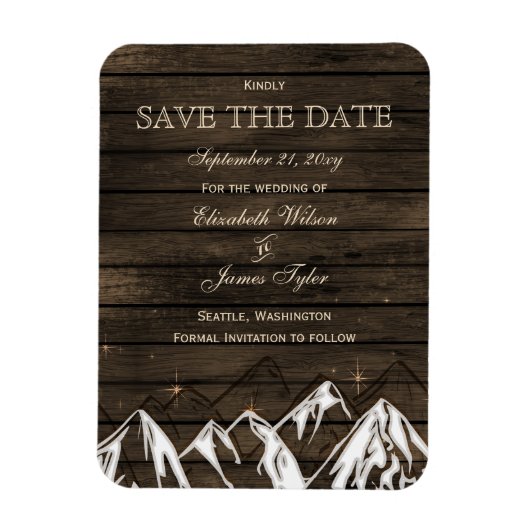 Barn wood Camping Rustic Mountains Save the Date Magneet (Verticaal)