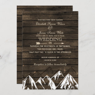 Barn wood Camping Rustic Mountains Wedding Kaart