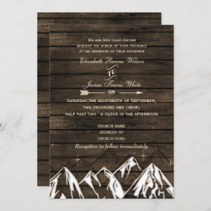 Barn wood Camping Rustic Mountains Wedding Kaart
