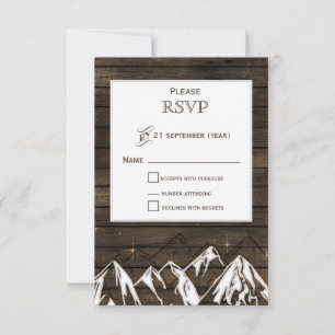 Barn wood Camping Rustic Mountains Wedding rsvp
