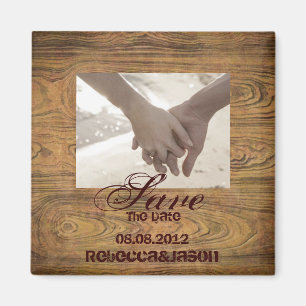 Barn wood Country cowboy Wedding save the date Magneet