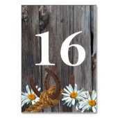 Barn Wood Daisies en Hoefijzers Tafelnummer (Achterkant)
