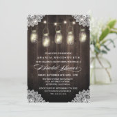 Barn Wood dentelle Mason Jar Invitations de douche (Debout devant)