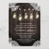Barn Wood dentelle Mason Jar Invitations de douche (Devant / Derrière)