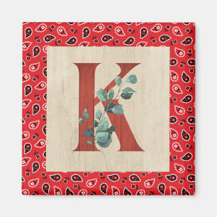 Barn Wood en Bandana Letter K Magneet