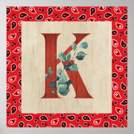 Barn Wood en Bandana Letter K Poster