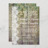 Barn Wood en Lace Rustic Wedding Invitations Kaart (Voorkant / Achterkant)