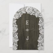 Barn Wood en Lace Wedding Invitations Kaart (Achterkant)
