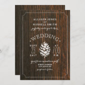 Barn Wood en Pine Cone Rustic Wedding Kaart (Voorkant / Achterkant)