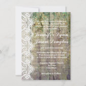 Barn Wood et dentelle Invitations de mariage rusti (Devant)
