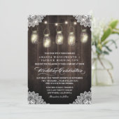 Barn Wood et dentelle Mason Jar Wedding Invitation (Debout devant)