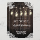 Barn Wood et dentelle Mason Jar Wedding Invitation (Devant / Derrière)
