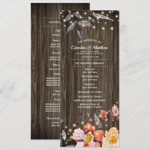 Barn Wood Fall Flowers Programme de mariage