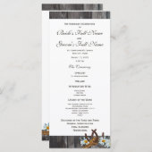 Barn Wood Hoefijzers en Daisy Wedding Programma (Voorkant / Achterkant)