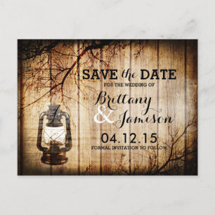 Barn Wood Lantern Rustic Save the Date Aankondigingskaart
