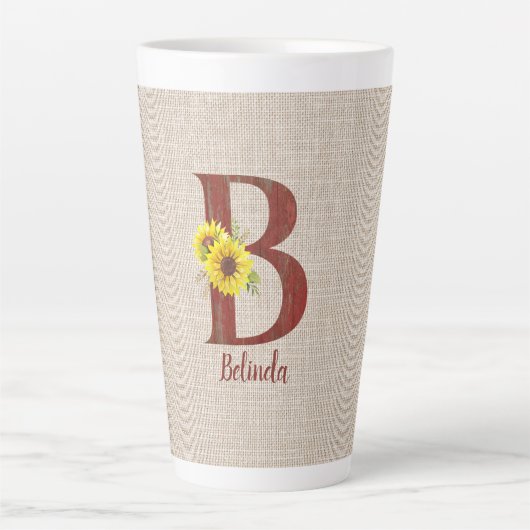 Barn Wood Letter B & Sunflower Latte Mok (Voorkant)