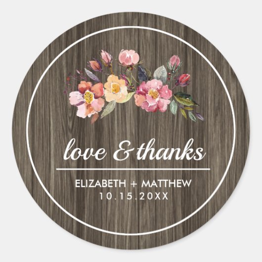 Barn Wood | Najaarsbloem Ronde Sticker (Voorkant)