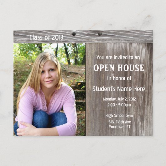 Barn Wood Open house invitation carte postale (Devant)