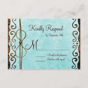 Barn Wood Papier Vintage Mariage Turquoise Cartes 