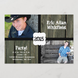 Barn Wood Photo Graduation Faire-part Invitation