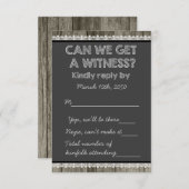 Barn Wood Rustic Chalkboard Country Wedding RSVP (Voorkant / Achterkant)