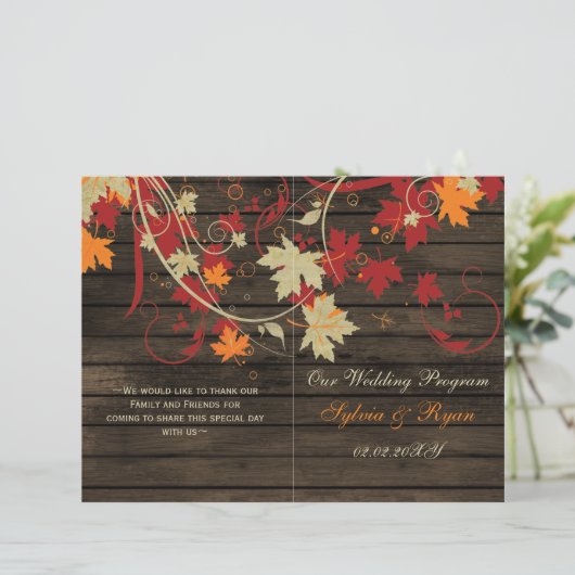 Barn Wood Rustic Fall Feuilles Programmes de maria (Debout devant)