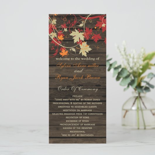 Barn Wood Rustic Fall Feuilles Programmes de maria (Debout devant)