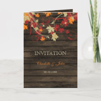 Barn Wood Rustic Fall Leaves invitations de mariag