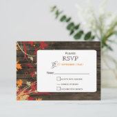 Barn Wood Rustic Fall Leaves Wedding rsvp Kaartje (Staand voorkant)