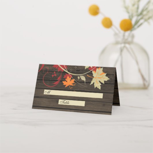 Barn wood Rustic Fall Wedding Place Card (Voorkant)