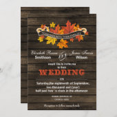 Barn wood Rustic Mariage de automne invitations (Devant / Derrière)