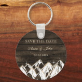Barn wood Rustic Mountains Save the Date Sleutelhanger (Voorkant)
