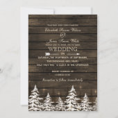 Barn wood Rustic Pine bomen winterbruiloft Kaart (Voorkant)