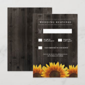 Barn Wood + Rustic Sunflower Wedding Cartes RSVP (Devant / Derrière)