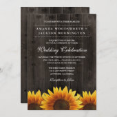 Barn Wood + Rustic Sunflower Wedflower Invitations (Devant / Derrière)