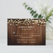 Barn Wood String Lights Rustic Wedding RSVP Kaart (Staand voorkant)