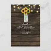 Barn Wood String Lights Sunflower Wedding Informatiekaartje (Voorkant)