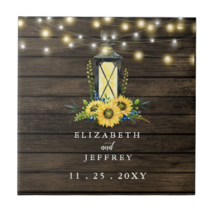 Barn Wood String Lights Sunflower Wedding Tegeltje