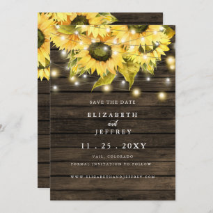 Barn Wood String Lights Zonnebloemen sparen Datum  Aankondiging