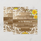 Barn Wood Sunflower en  Lace Save the Data Date (Voorkant / Achterkant)