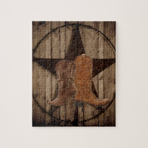 Barn Wood Texas Star western land cowboylaarzen Legpuzzel