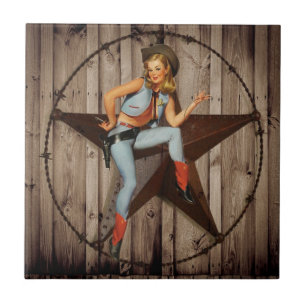 Barn Wood Texas western land Cowgirl Tegeltje