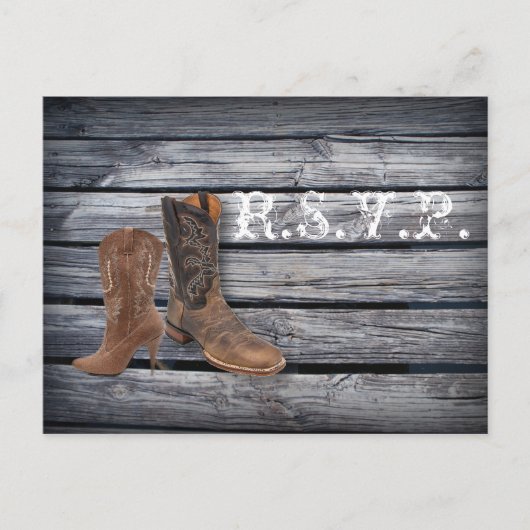 Barn Wood Westerne Cowboy trouwreactie RSVP Uitnodiging Briefkaart (Voorkant)