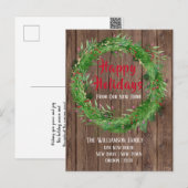 Barn Wood Winter Greenery Nieuwe Prettige feestdag Briefkaart (Voorkant / Achterkant)