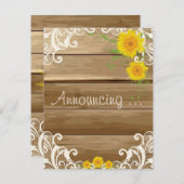 Barn Wood Zonnebloemen en Lace Verloving Aankondiging (Voorkant / Achterkant)