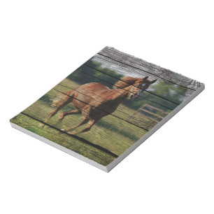 Barn Woodgrain Country Ranch Galloping Brown Horse Notitieblok