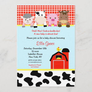 Barn yard Boerderij Barnyard Baby Shower Invitatio Kaart