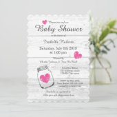 Barne bois rustique mason jarre bébé invitations d (Debout devant)