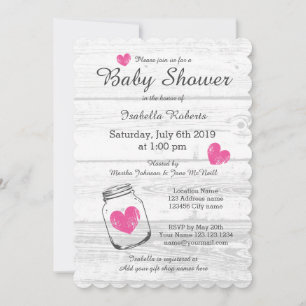Barne bois rustique mason jarre bébé invitations d