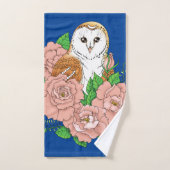 Barne Chouette Fleurs roses Bleu (Serviette à main)
